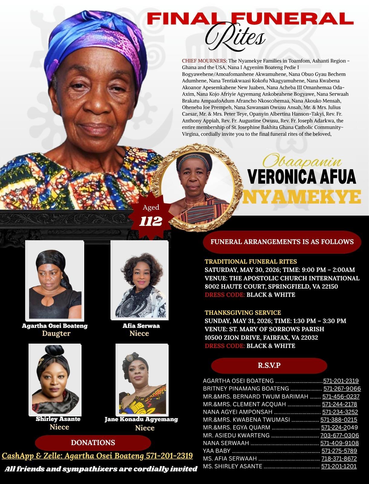 In Loving Memory of Obaapanin Veronica Afua Nyamekye